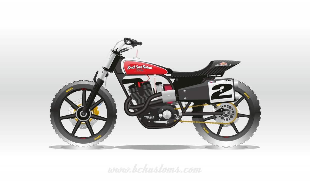 bckustoms yamaha XS500 tracker stainless guns flattrack